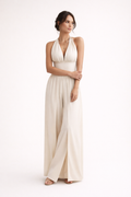 Conjunto de mujer halter con pantalón amplio de tiro alto - Arelia