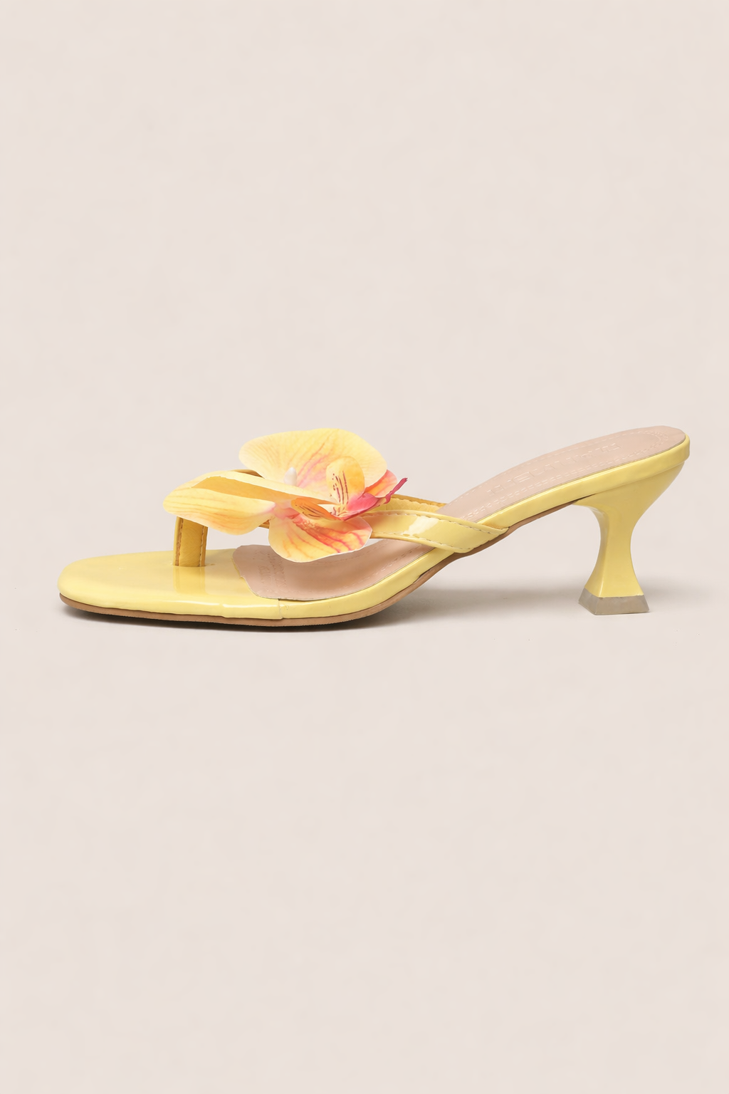 Sandalias de tacón para mujer con aplicación floral - Luciana
