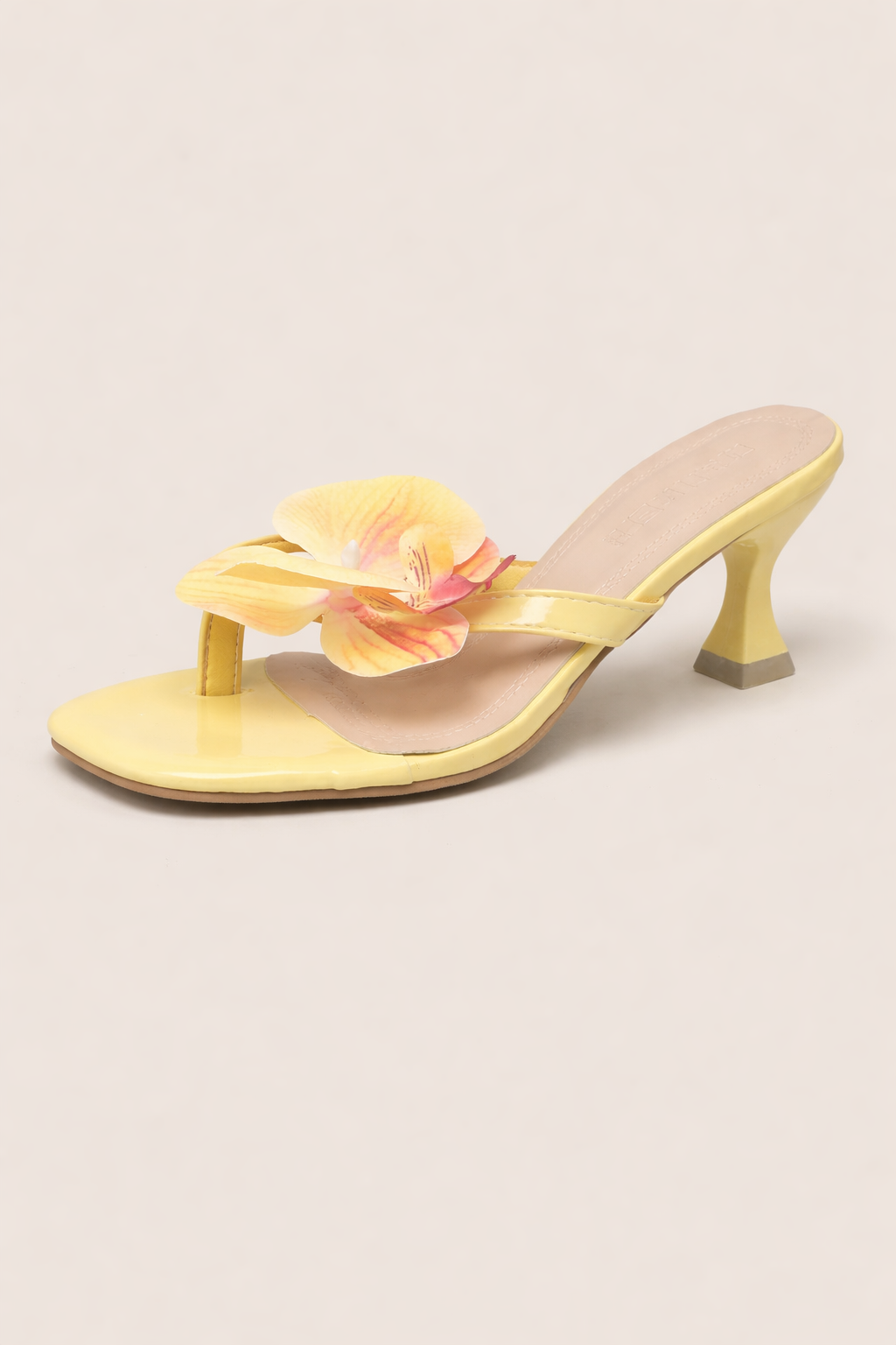 Sandalias de tacón para mujer con aplicación floral - Luciana