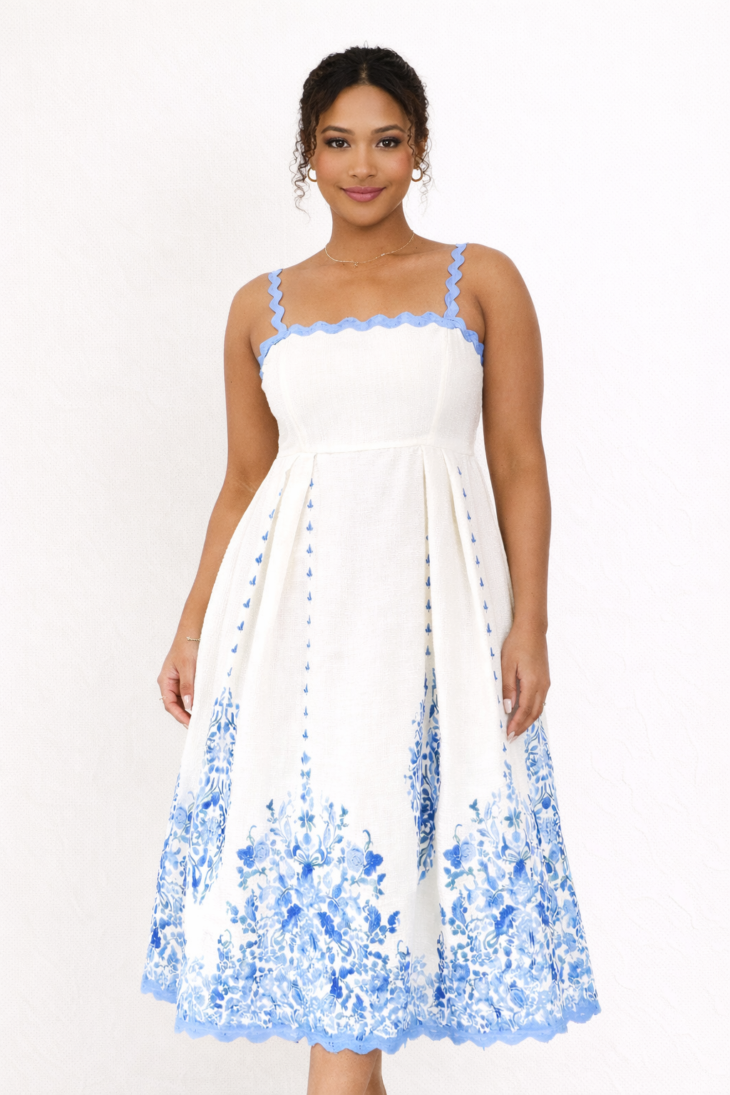 Vestido midi estampado tirantes delgados para mujer - Natalia