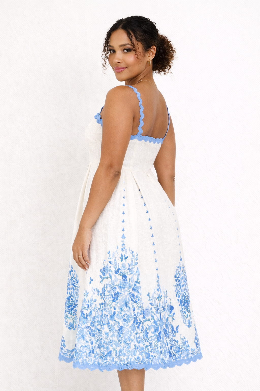 Vestido midi estampado tirantes delgados para mujer - Natalia