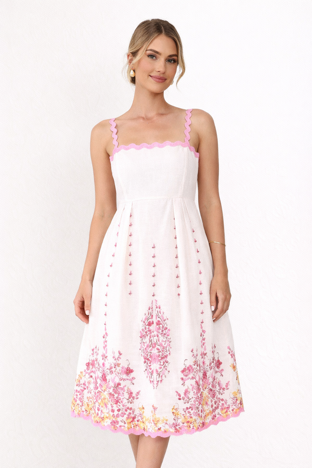 Vestido midi estampado tirantes delgados para mujer - Natalia