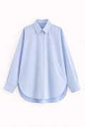 Blusa mujer oversize con cuello clásico y botonadura frontal - Mackenzie