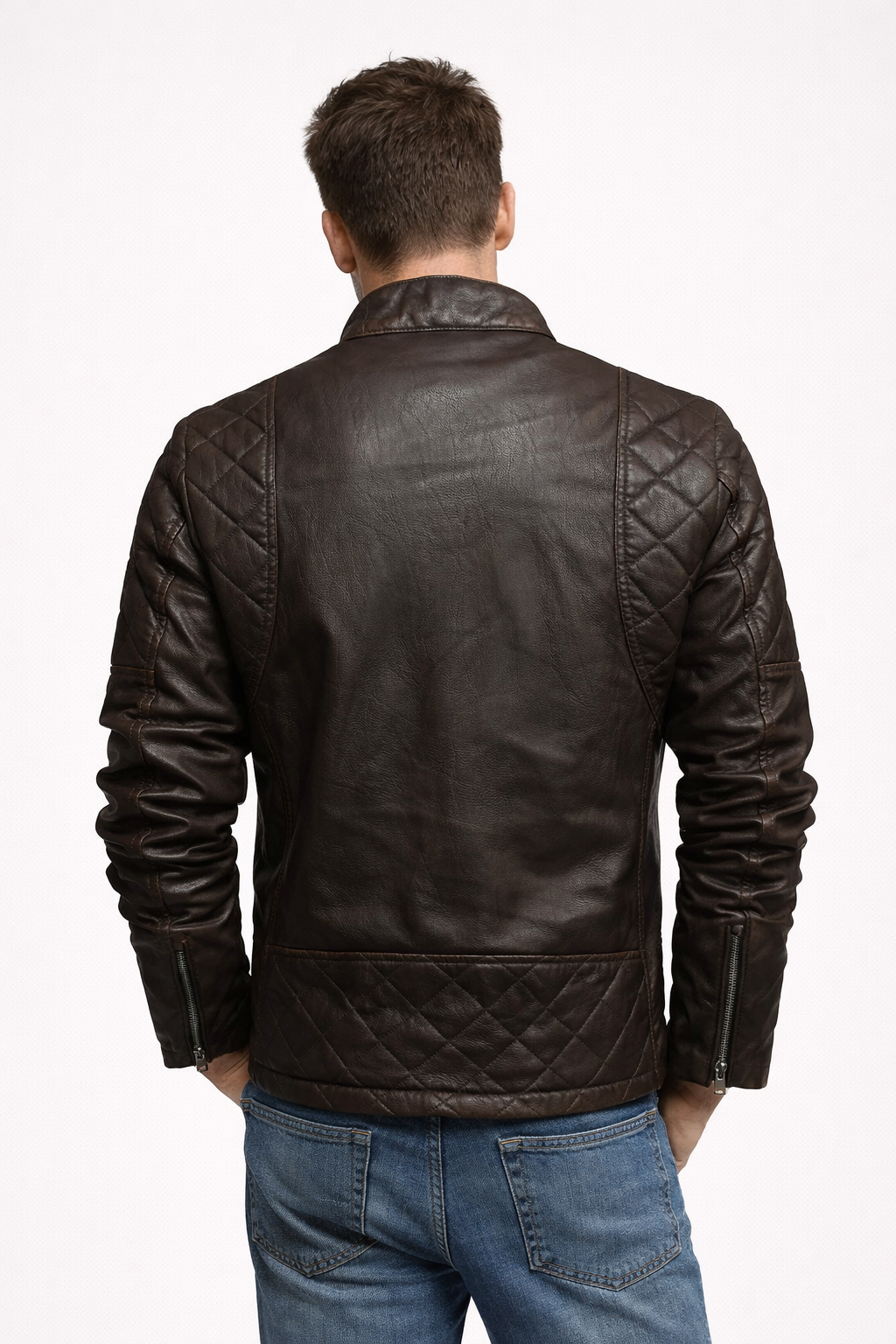 Chaqueta biker para hombre con cierre de cremallera - Bravik