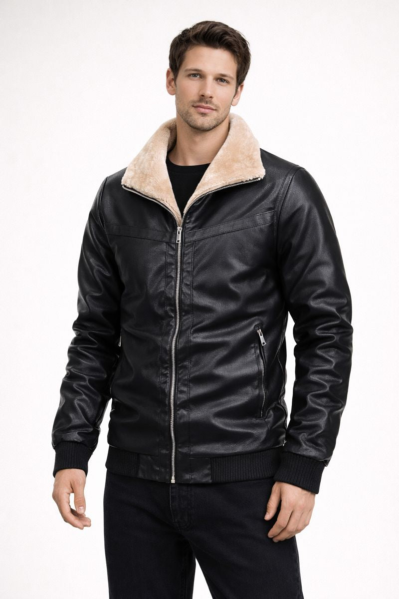 Chaqueta efecto cuero para hombre con forro interior - Rethan