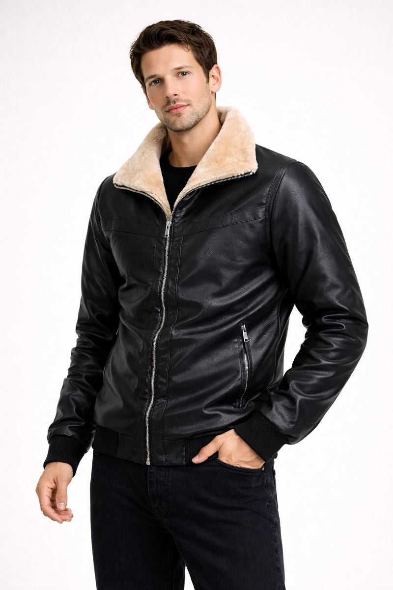 Chaqueta efecto cuero para hombre con forro interior - Rethan