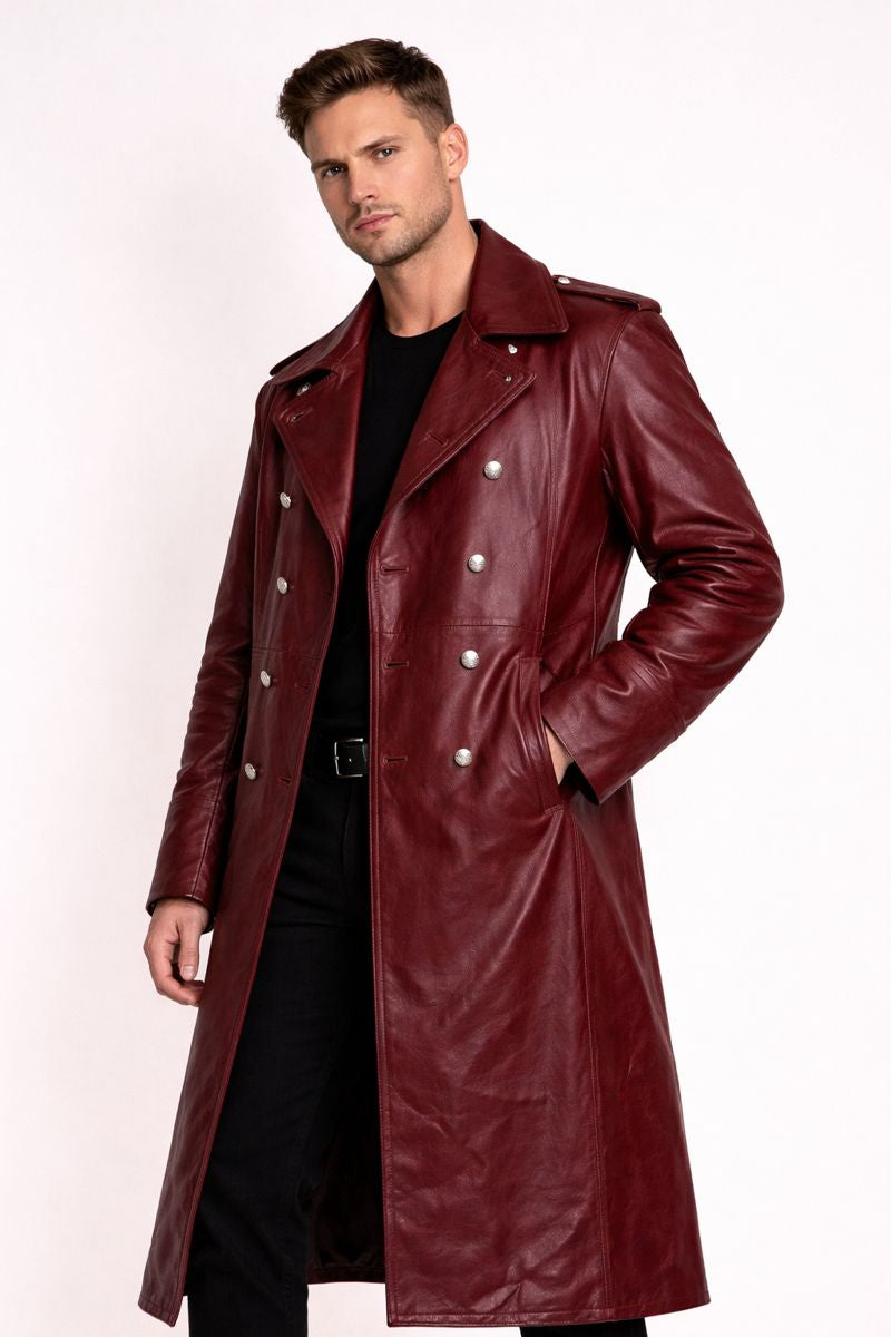 Chaqueta biker larga para hombre con cierre de botones - Varekh