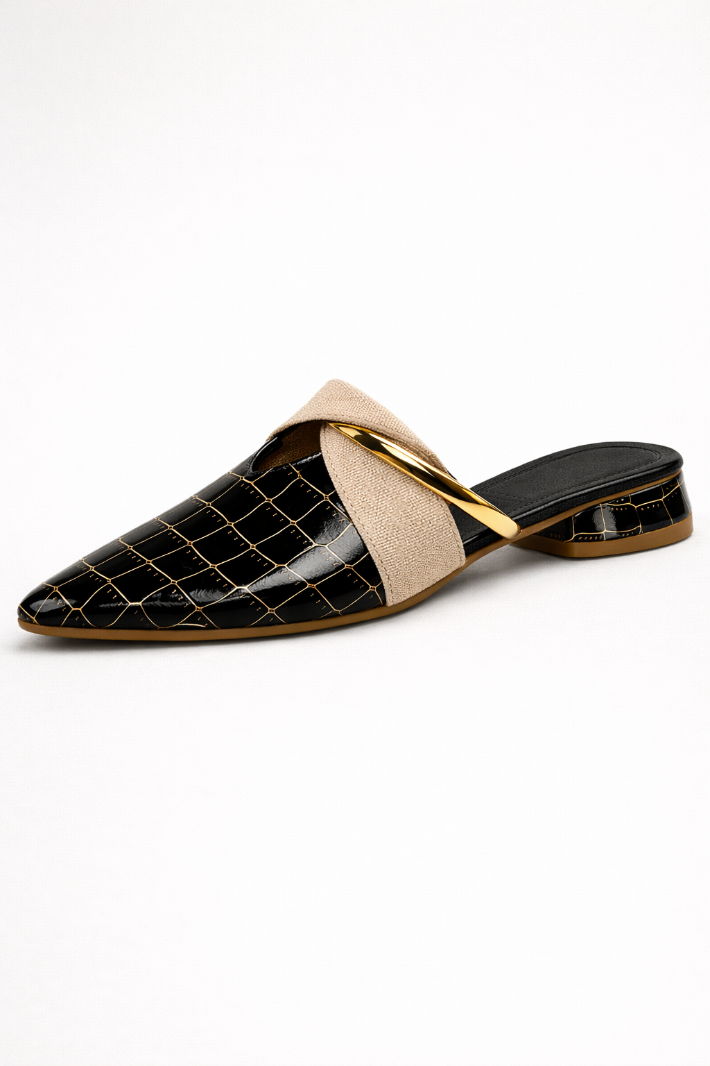Zuecos de punta para mujer diseño elegante con detalle metálico - Elvoria