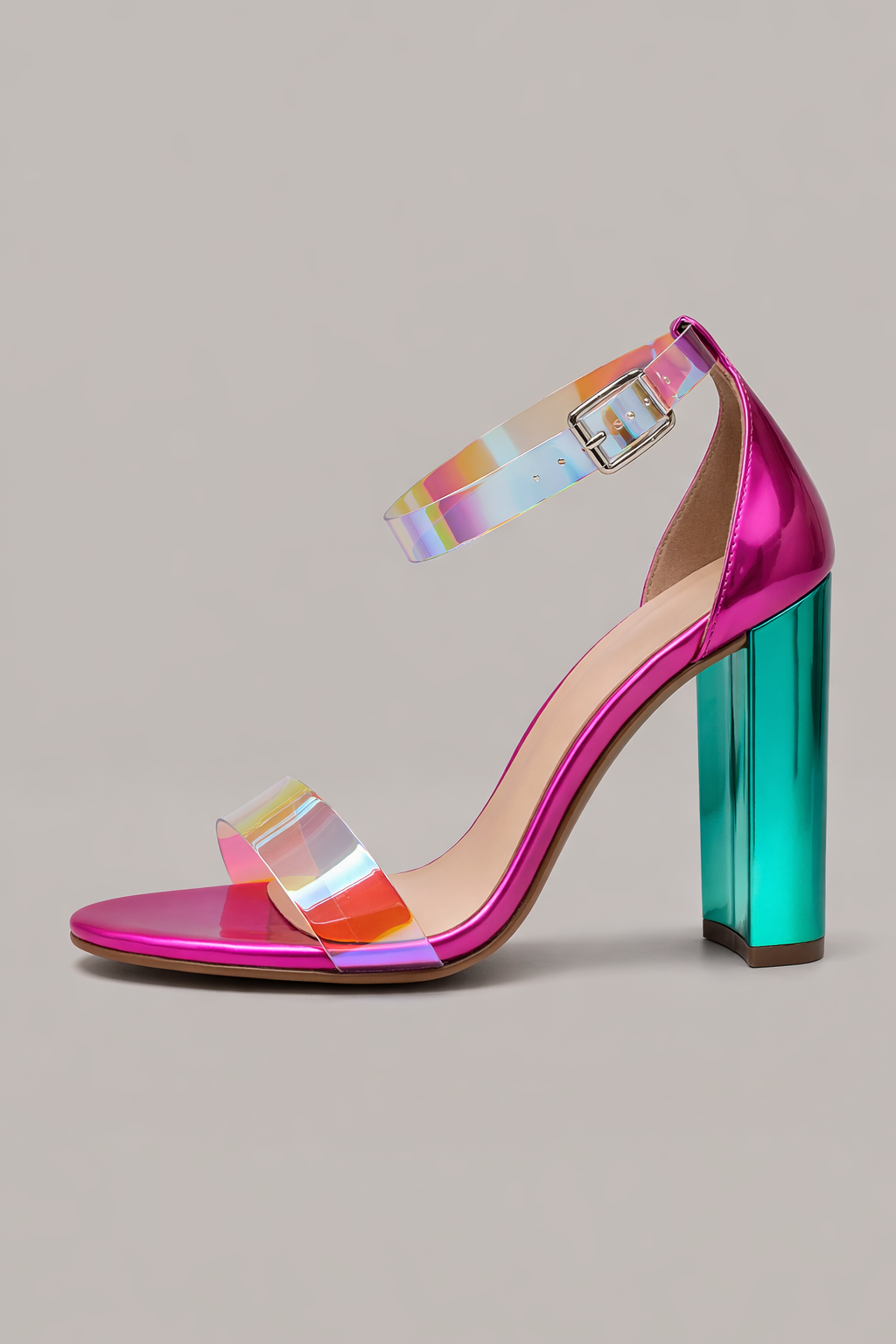 Zapatillas de tacón alto con tiras y punta redonda para mujer - Leyla