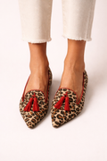 Mocasines mujer punta fina borlas estampado leopardo - Xirela