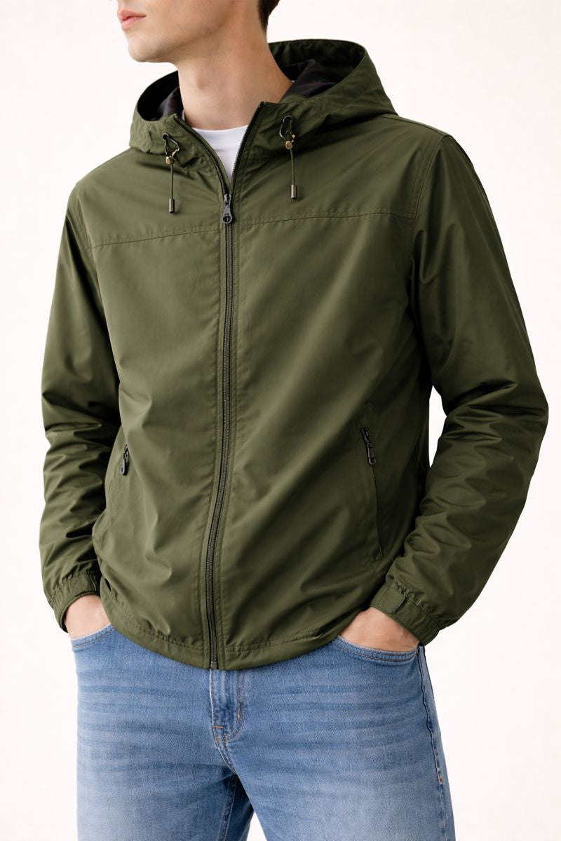 Chaqueta cortaviento para hombre con capucha y cierre de cremallera - Elvan