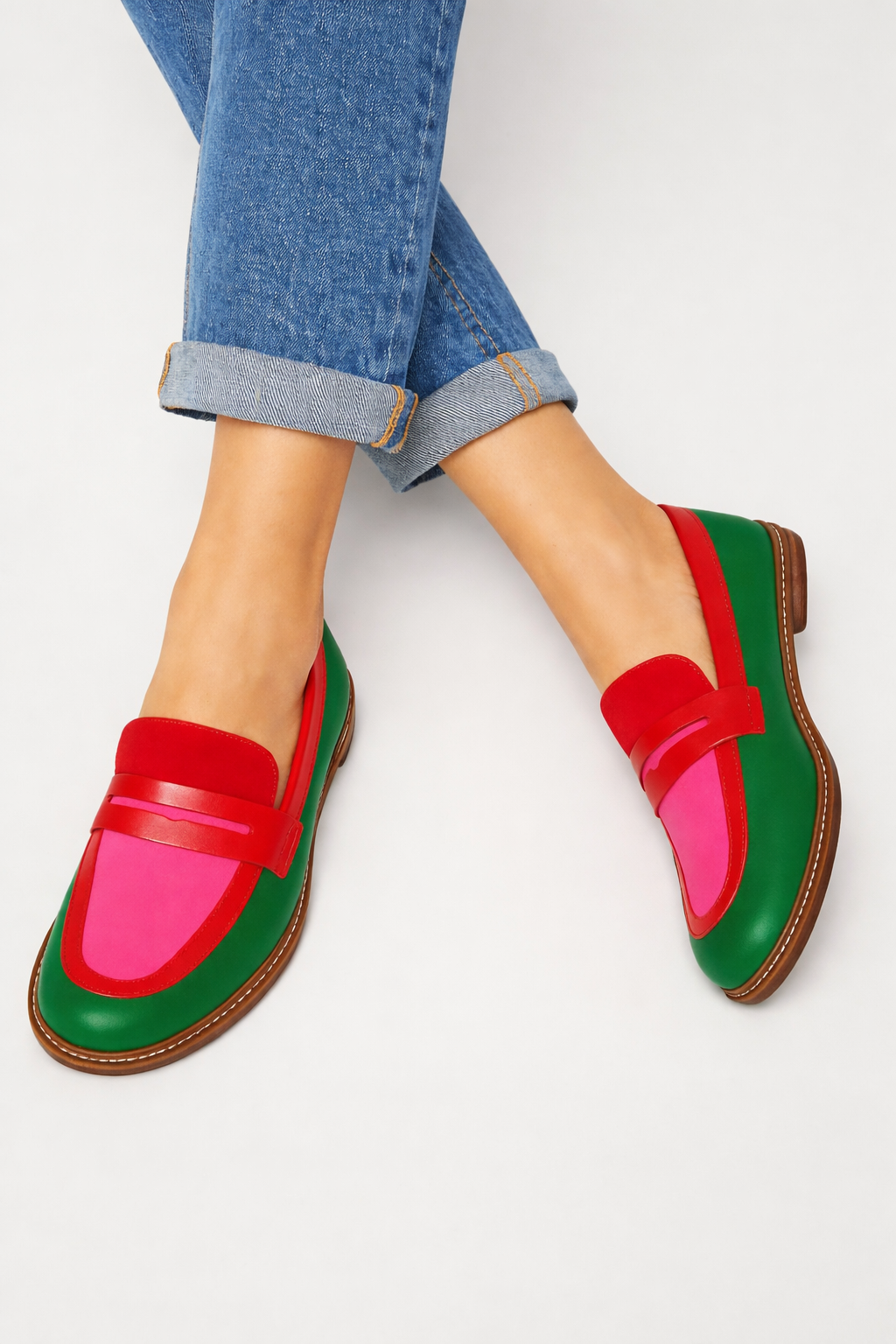 Zapatos loafers combinado en colores vivos para mujer - Nadine