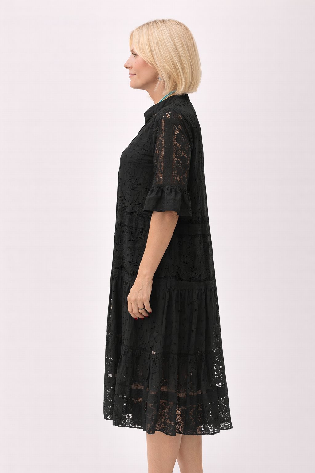 Vestido bordado con botones al frente para mujer - Merker