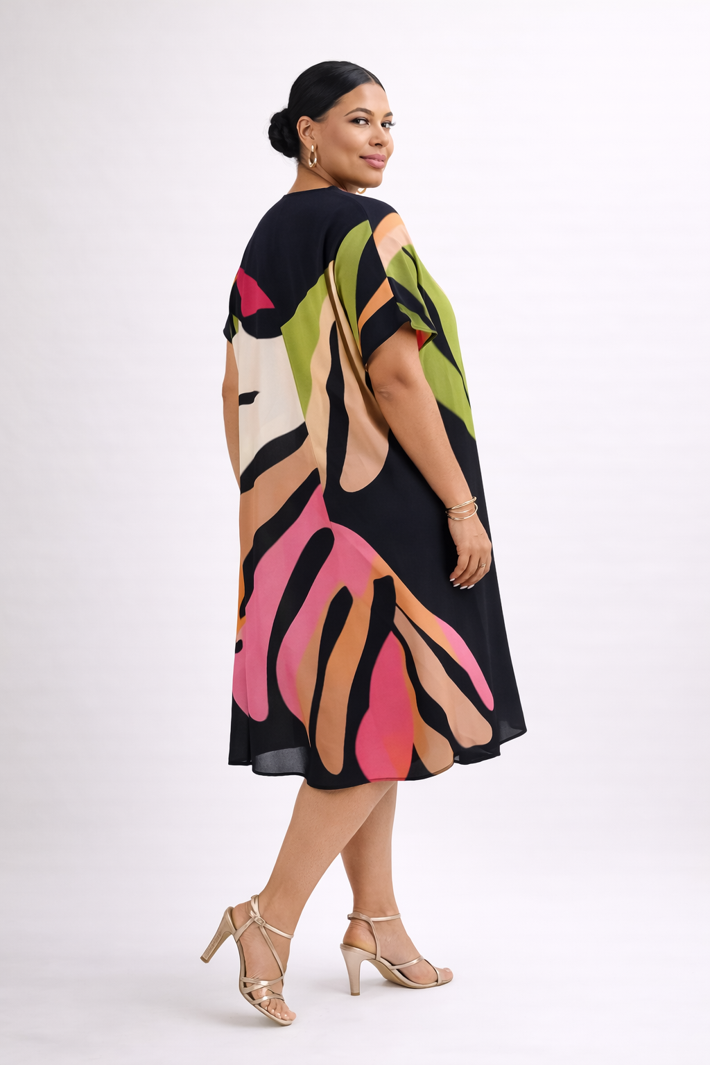 Vestido midi estampado hojas abstractas para mujer - Roos
