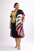 Vestido midi estampado hojas abstractas para mujer - Roos