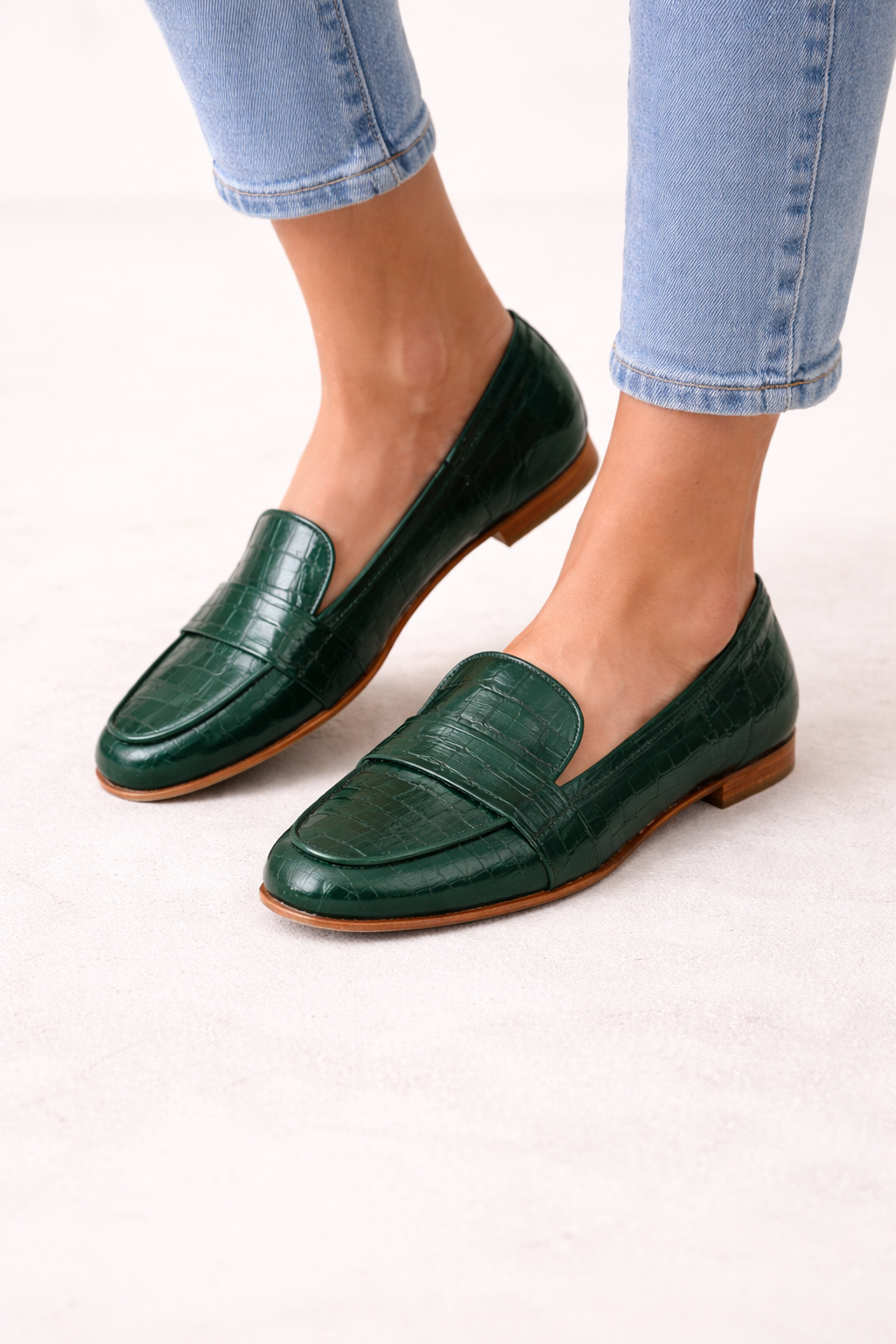 Mocasines mujer efecto piel grabado planos cerrados slip on - Kireth