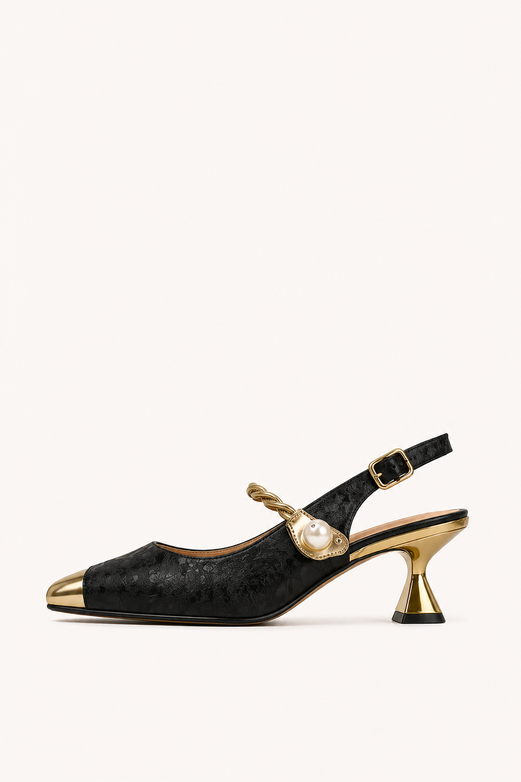 Zapatos mujer punta cerrada tira decorativa tacón ancho bajo - Loaiza