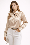 Blusa elegante de mujer con lazo frontal - Elyra