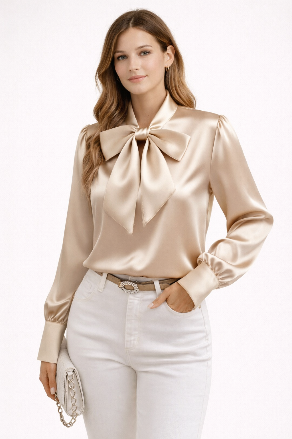 Blusa elegante de mujer con lazo frontal - Elyra