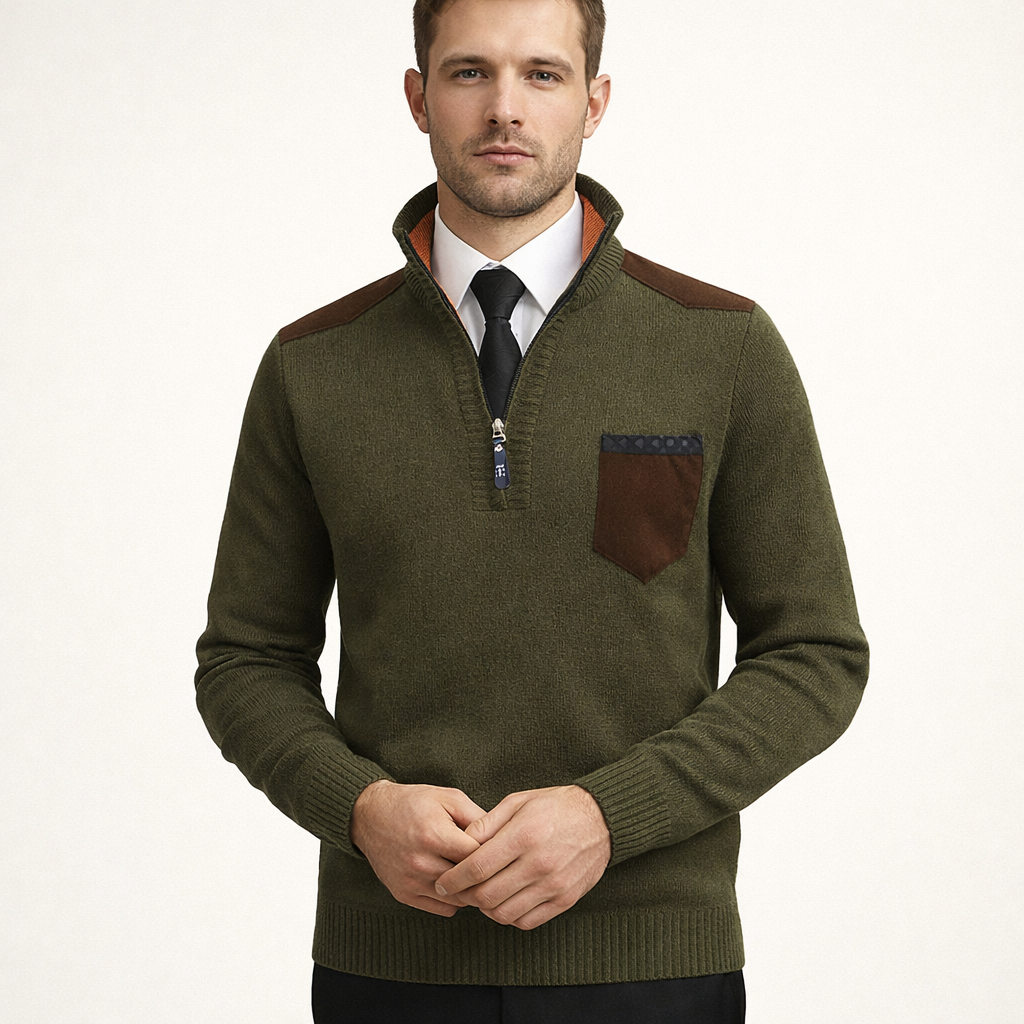 Pullover de hombre con cuello alto y cierre de cremallera - Rethan