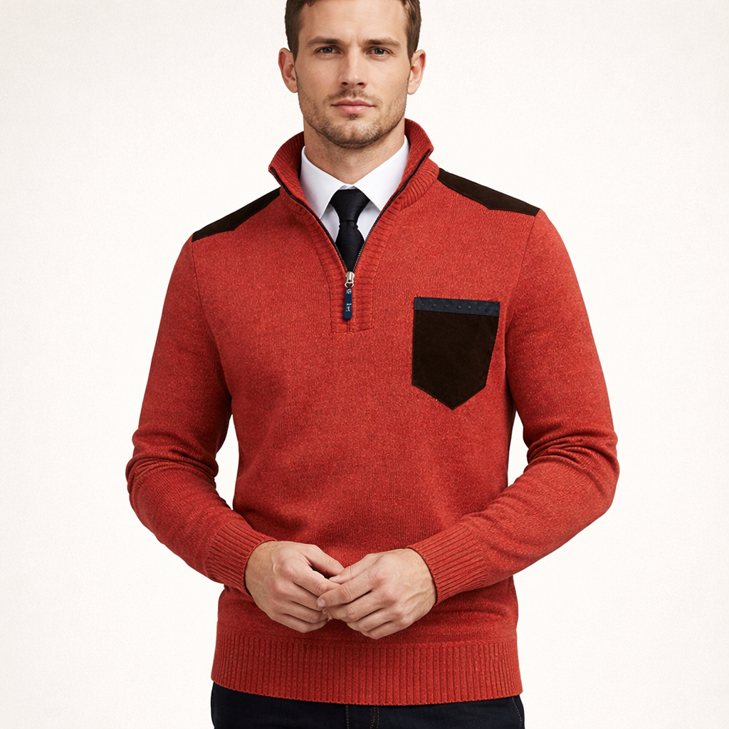 Pullover de hombre con cuello alto y cierre de cremallera - Rethan