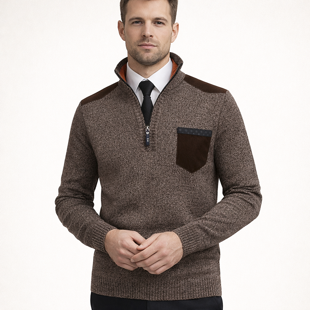 Pullover de hombre con cuello alto y cierre de cremallera - Rethan