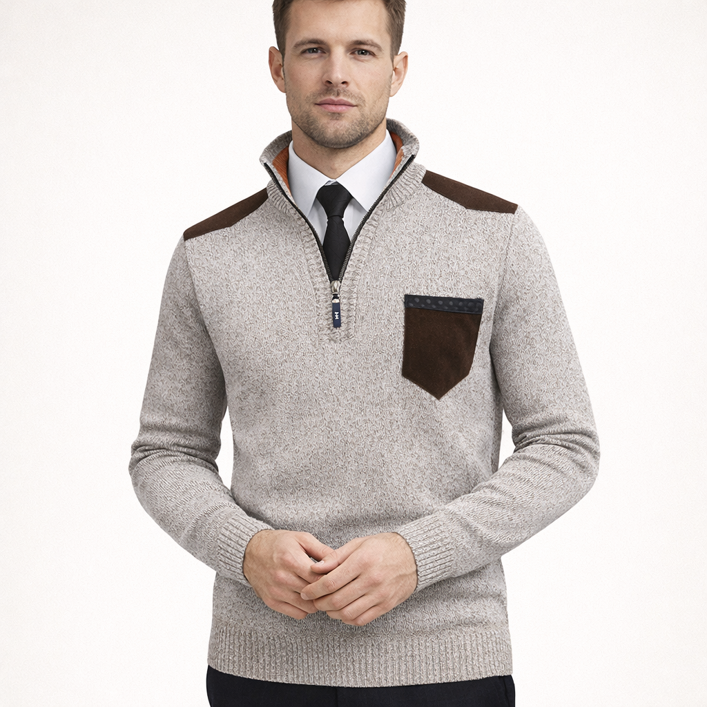 Pullover de hombre con cuello alto y cierre de cremallera - Rethan