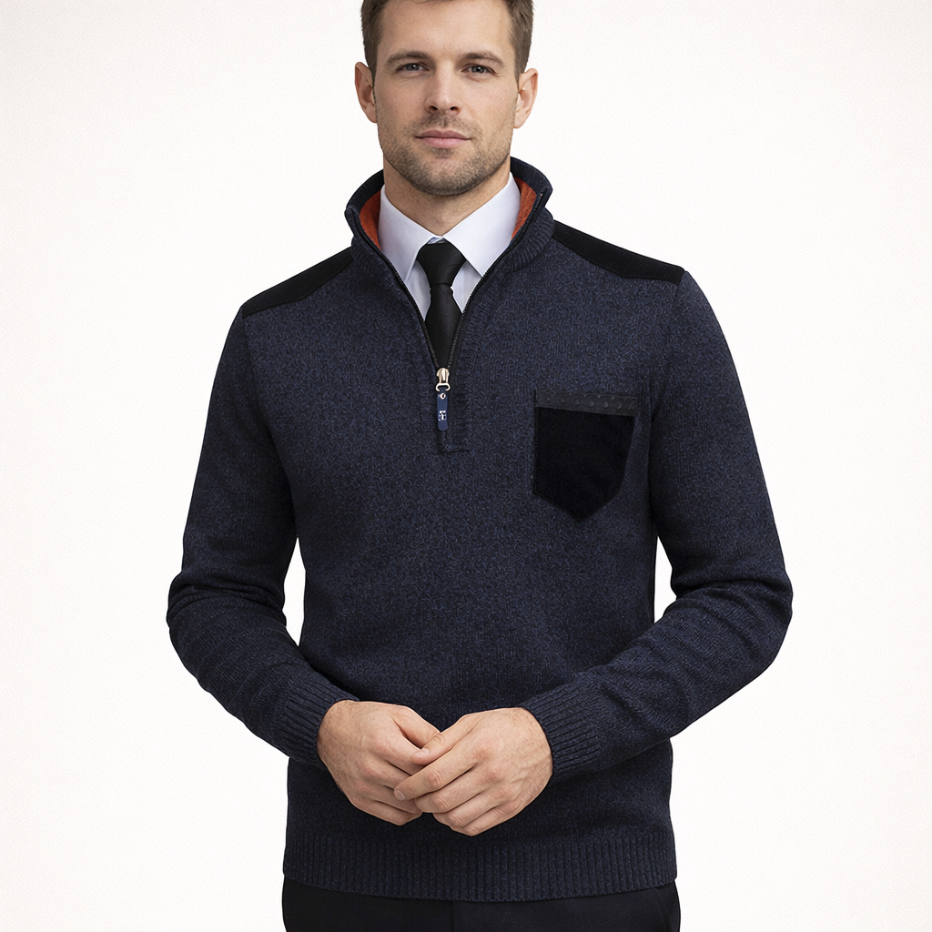 Pullover de hombre con cuello alto y cierre de cremallera - Rethan