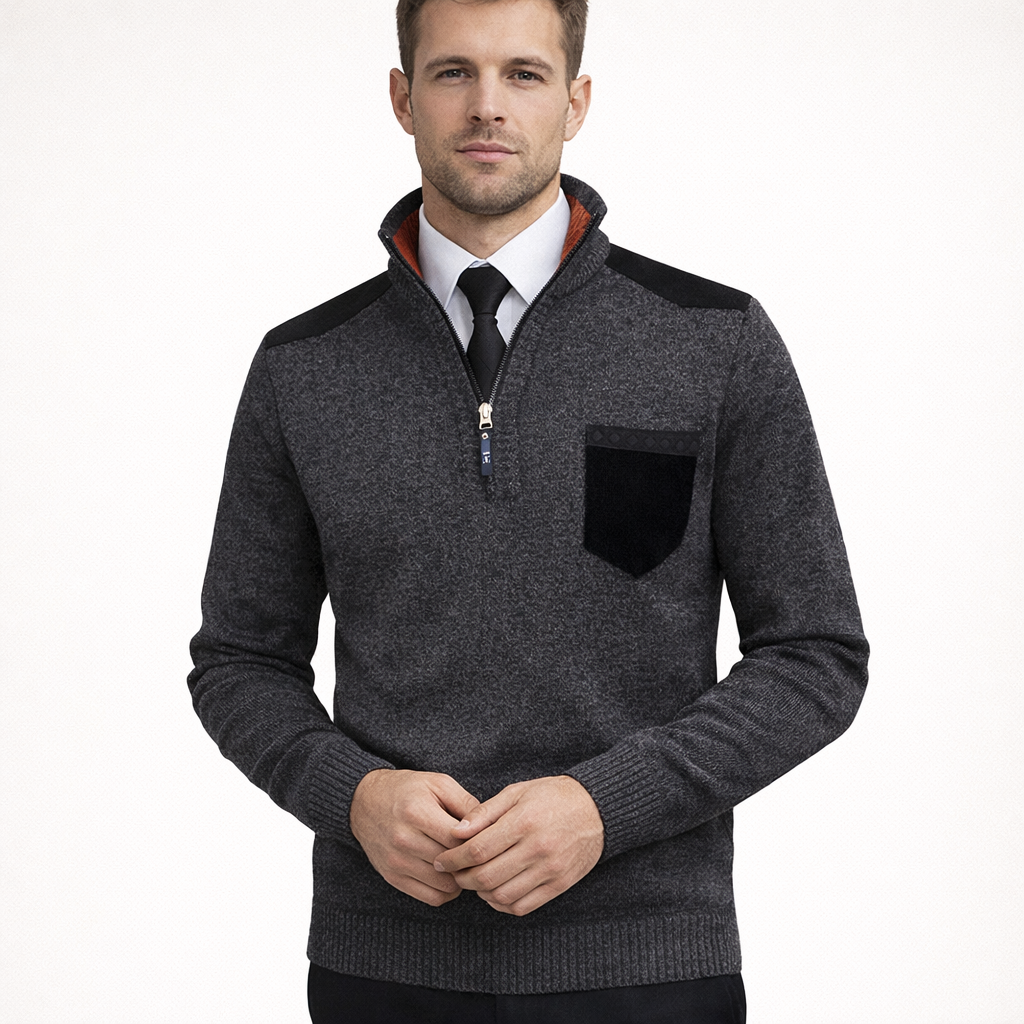 Pullover de hombre con cuello alto y cierre de cremallera - Rethan