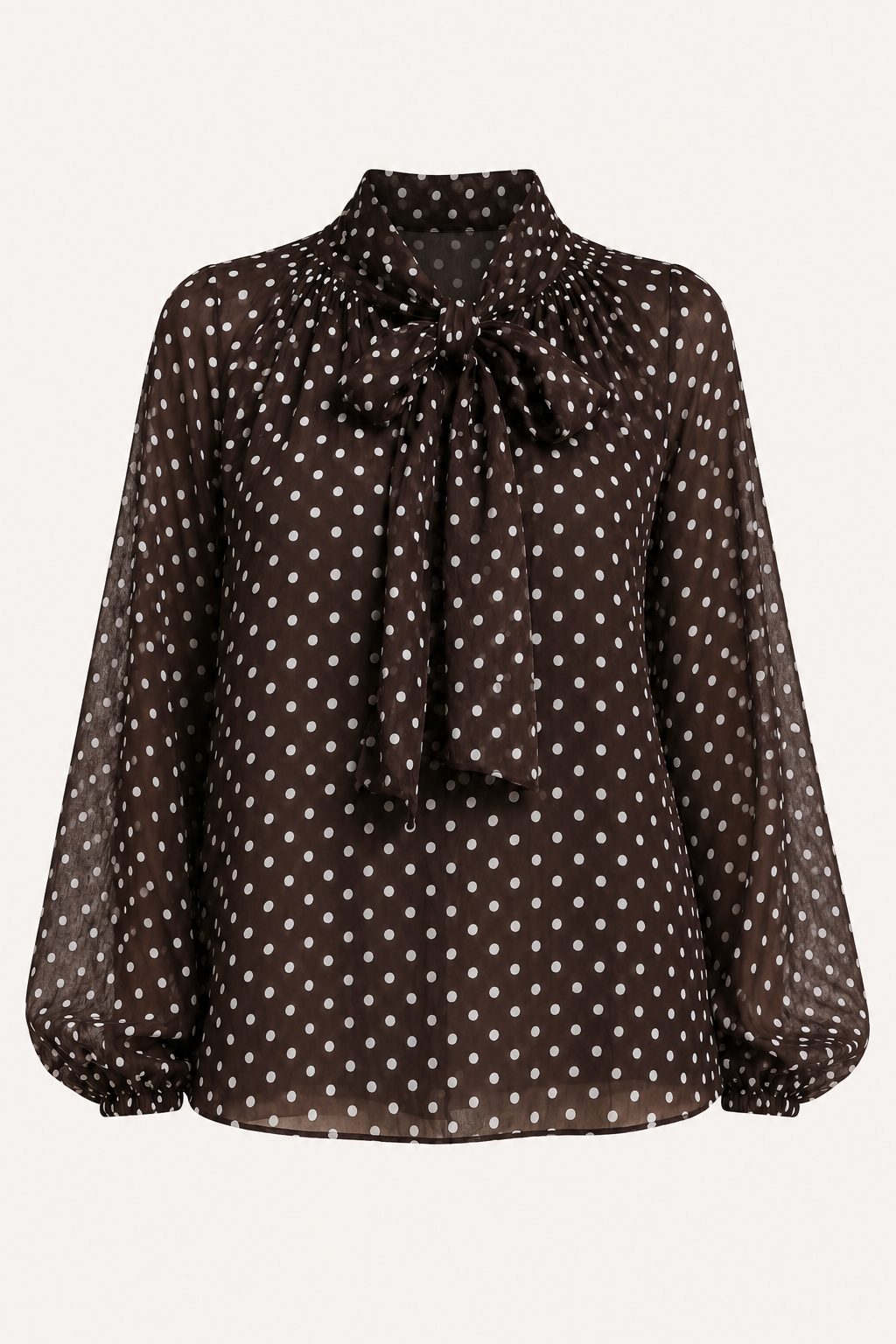 Blusa mujer lunares manga larga abullonada lazo cuello cierre discreto - Hannelore
