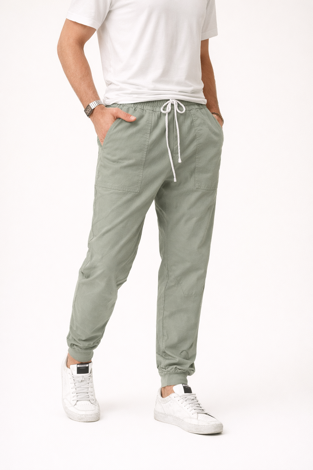 Pantalón jogger tapered con cordón y bolsillos para hombre - Falk