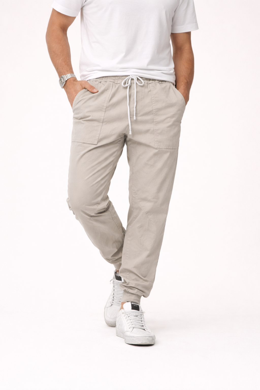 Pantalón jogger tapered con cordón y bolsillos para hombre - Falk