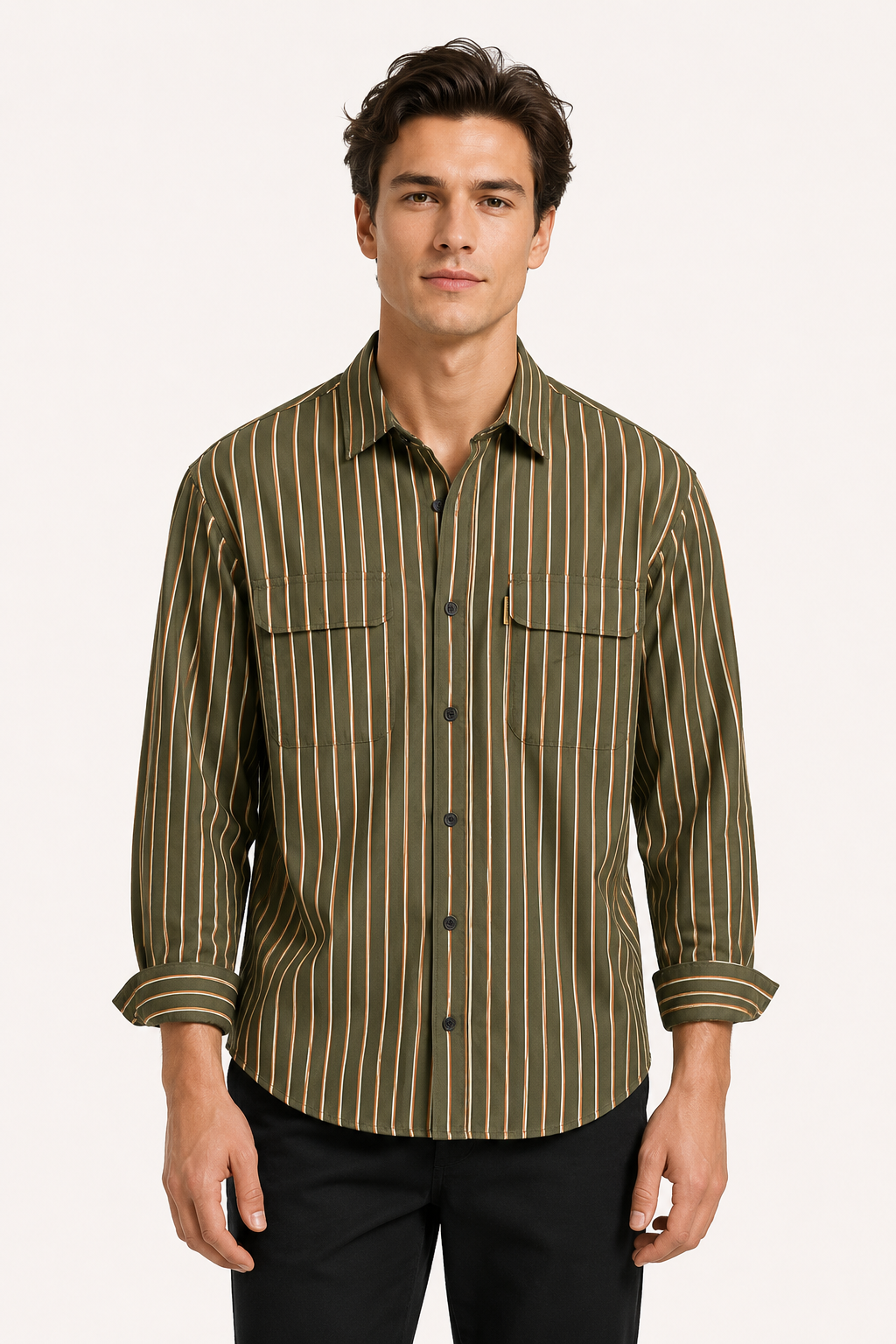 Camisa hombre rayas verticales relajada bolsillos funcionales versátil - Kilian