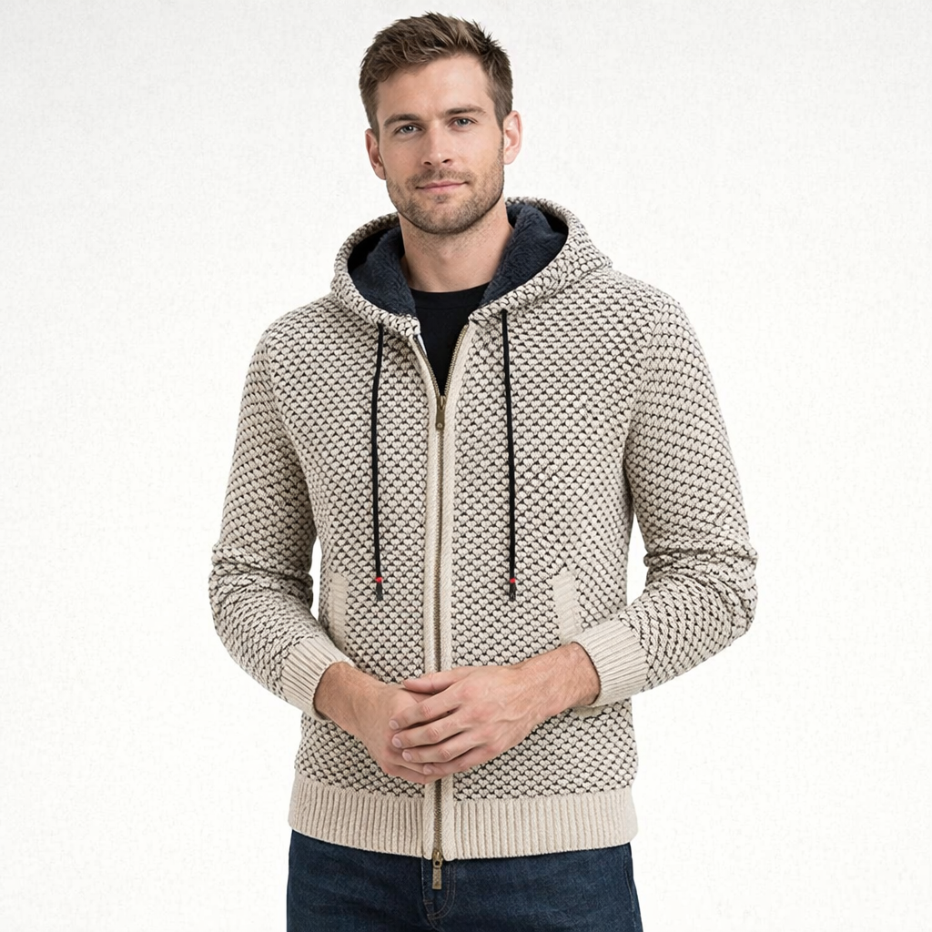 Cárdigan para hombre con capucha y forro interior - Rynor