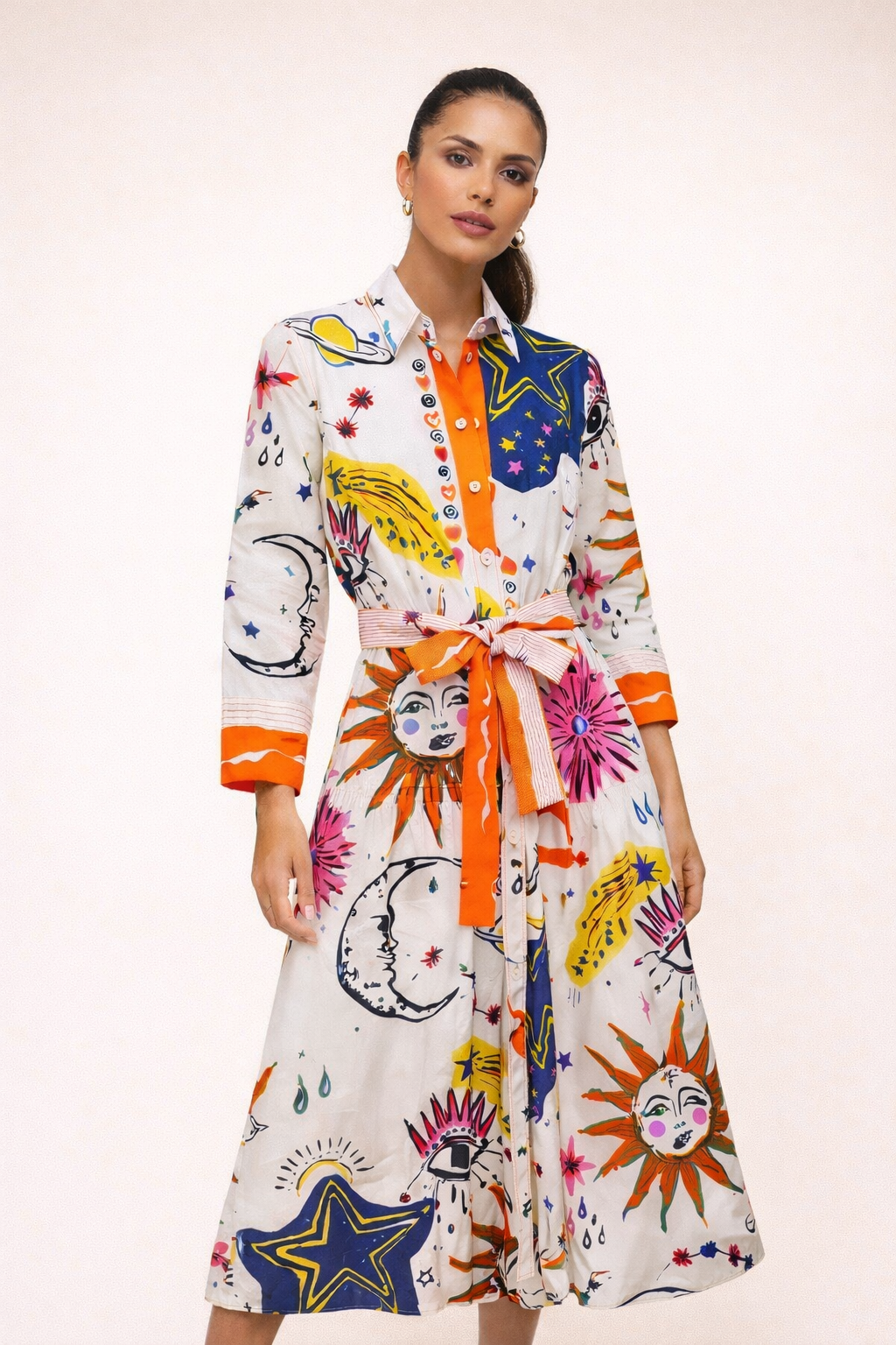 Vestido camisero maxi con estampado para mujer - Cailin