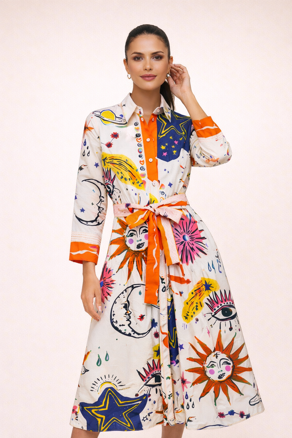 Vestido camisero maxi con estampado para mujer - Cailin