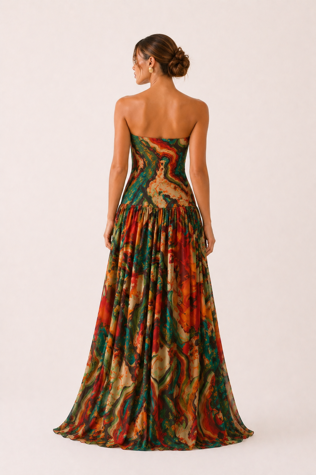 Vestido largo sin tirantes mujer cuerpo ajustado falda amplia - Hellen