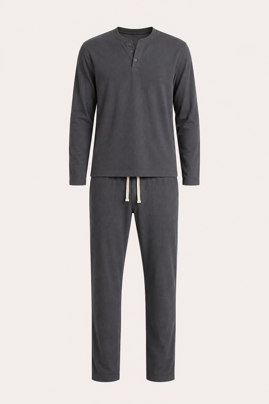 Conjunto hombre lino camiseta cuello botones pantalón casual minimalista - Jörg