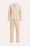 Conjunto hombre lino camiseta cuello botones pantalón casual minimalista - Jörg