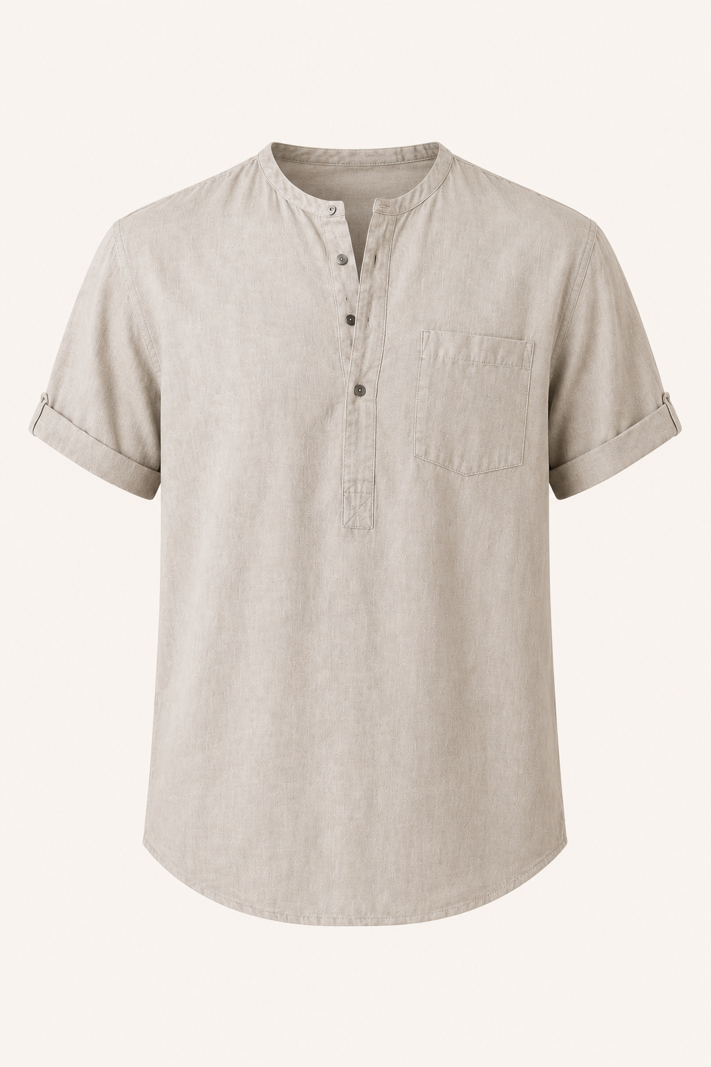 Camisa hombre manga corta cuello mao bolsillo casual lino verano - James