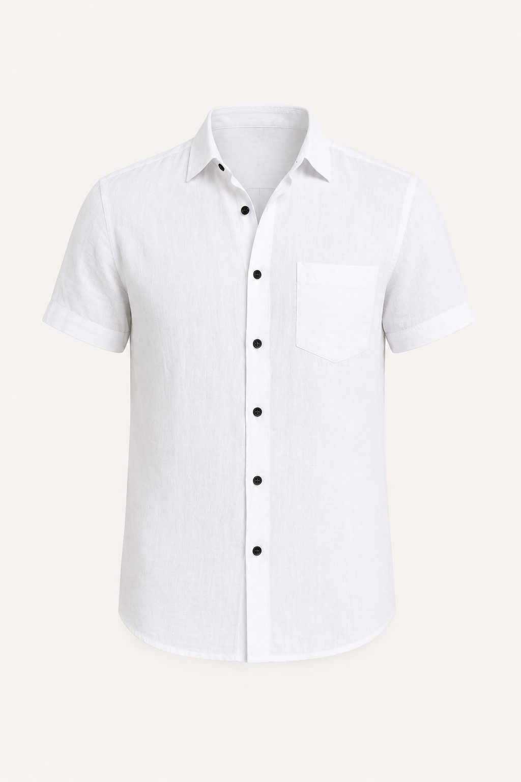 Camisa lino hombre manga corta cuello clásico bolsillo casual verano - Patricio