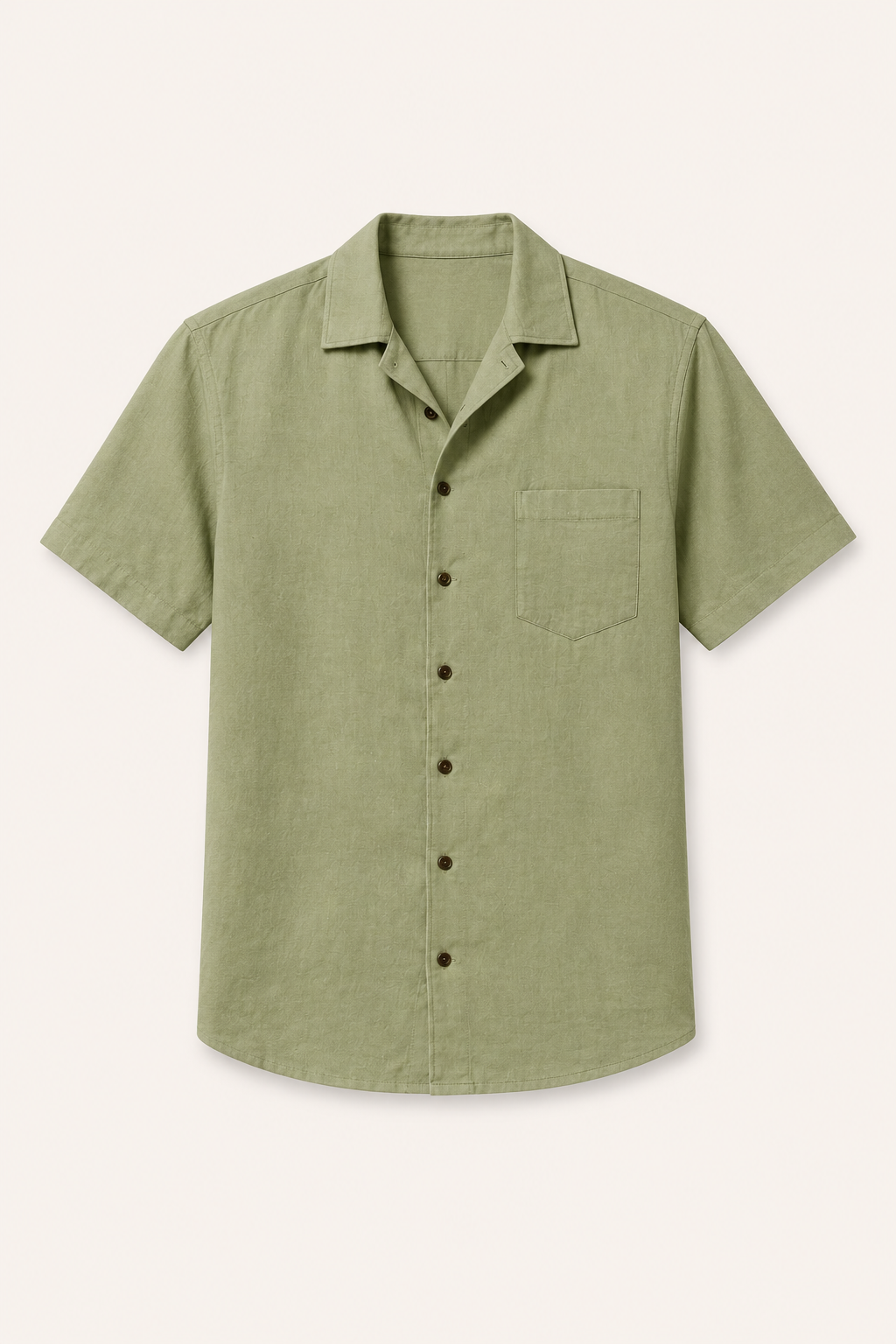 Camisa lino hombre manga corta cuello clásico bolsillo casual verano - Patricio