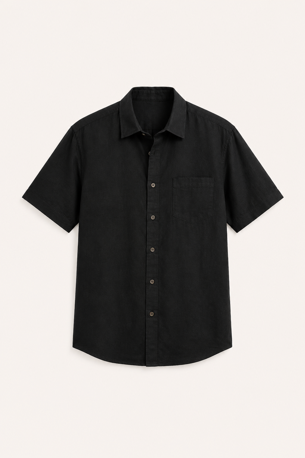 Camisa lino hombre manga corta cuello clásico bolsillo casual verano - Patricio