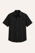 Camisa lino hombre manga corta cuello clásico bolsillo casual verano - Patricio