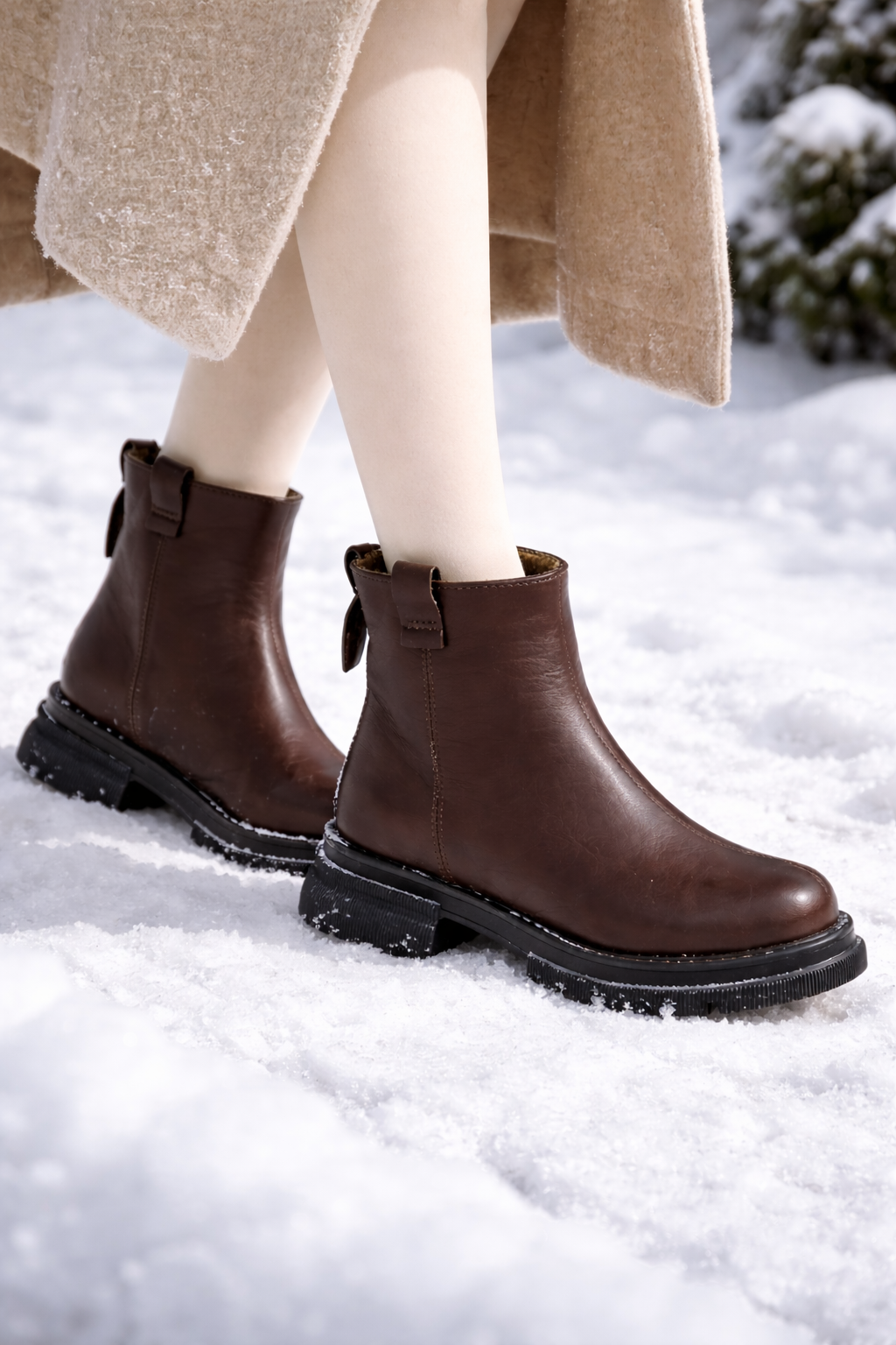 Botines con interior cálido para el invierno en la ciudad con forro térmico y suela antideslizante