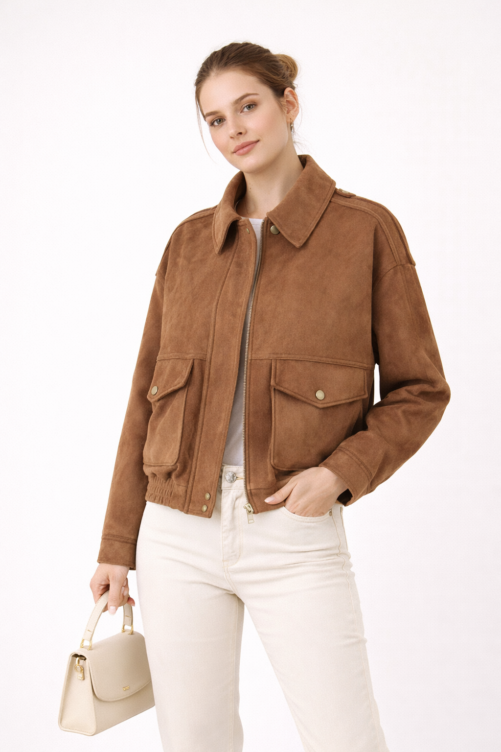 Chaqueta vintage de mujer efecto ante con bolsillos - Darsina