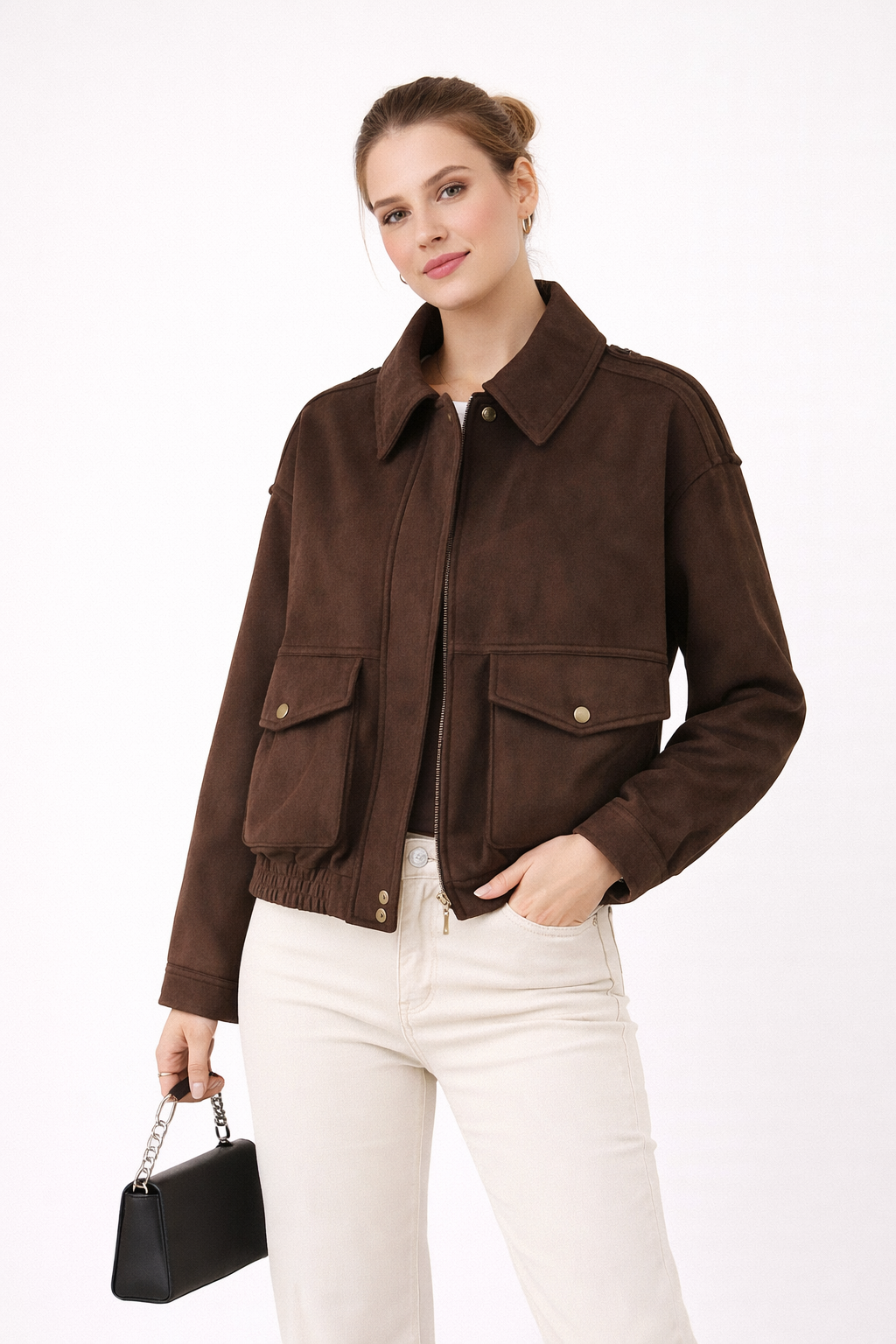 Chaqueta vintage de mujer efecto ante con bolsillos - Darsina