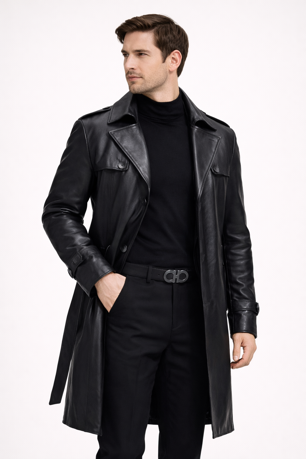 Chaqueta larga elegante de hombre efecto piel - Auren