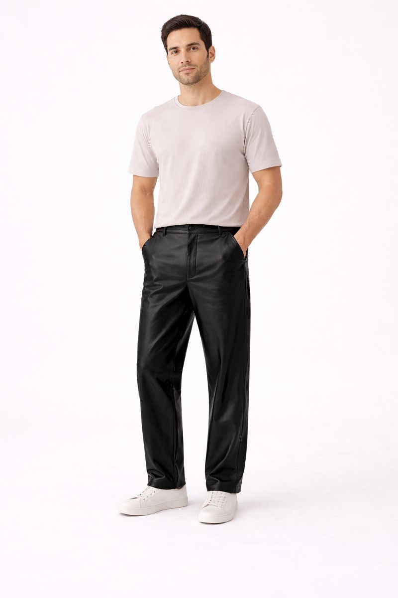 Pantalón de vestir casual para hombre efecto cuero - Avelorn