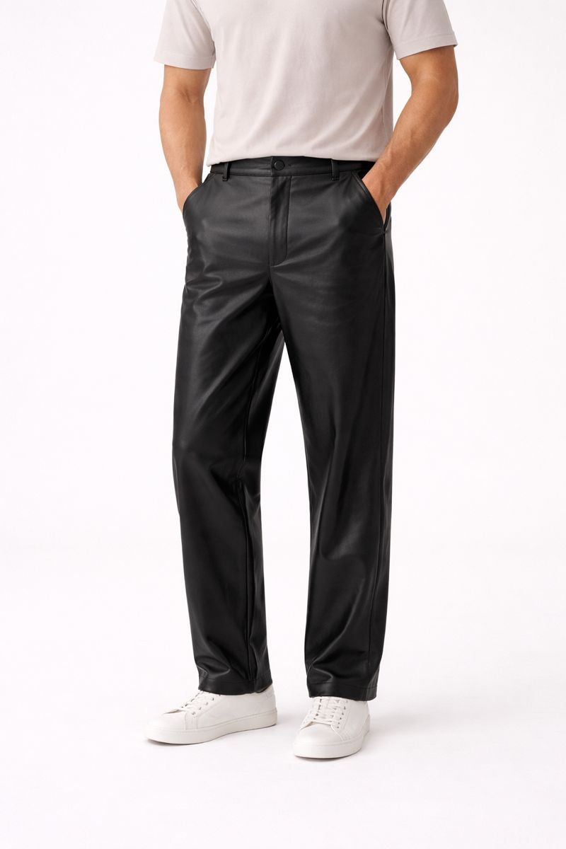 Pantalón de vestir casual para hombre efecto cuero - Avelorn